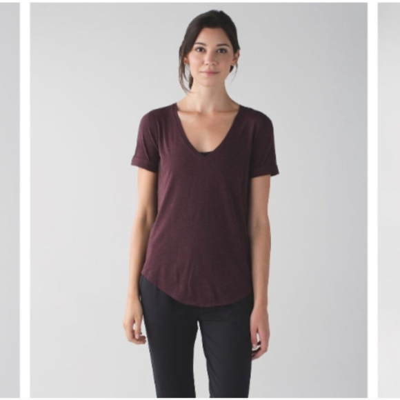 Lululemon Love Tee II Heathered Bordeaux Drama Size 2 EUC - Picture 1 of 10